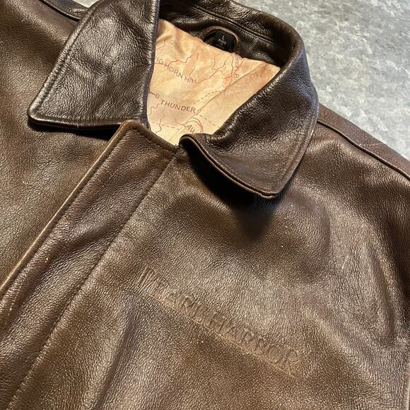 Pearl Harbor Leather A2 Bomber Jacket Large Touchstone Pictures Vintage Y2K - Picture 4 of 16